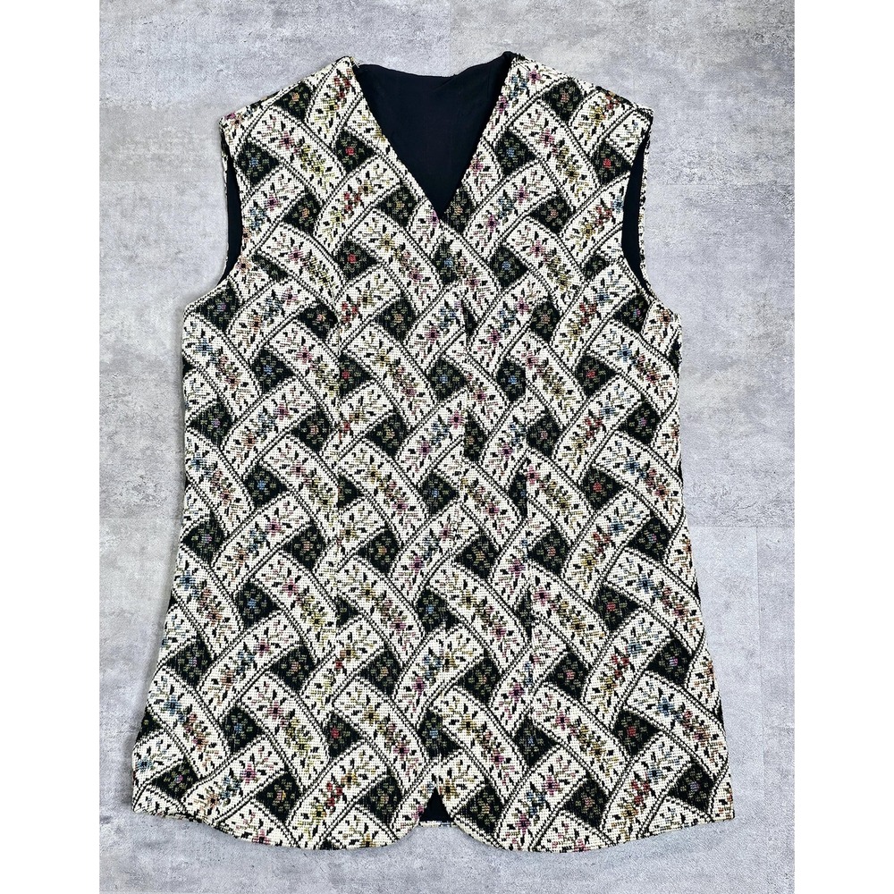 Vintage 1960s Tapestry Vest, Needlepoint Vest, Floral